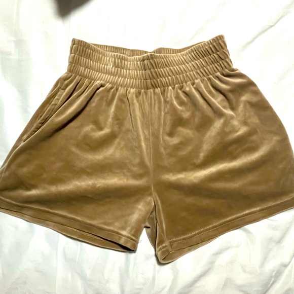 Tan Velour shorts Women's Size Large - Picture 1 of 3
